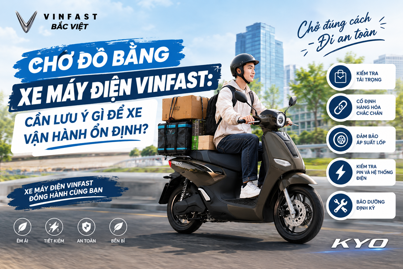 chở đồ bằng xe máy điện VinFast